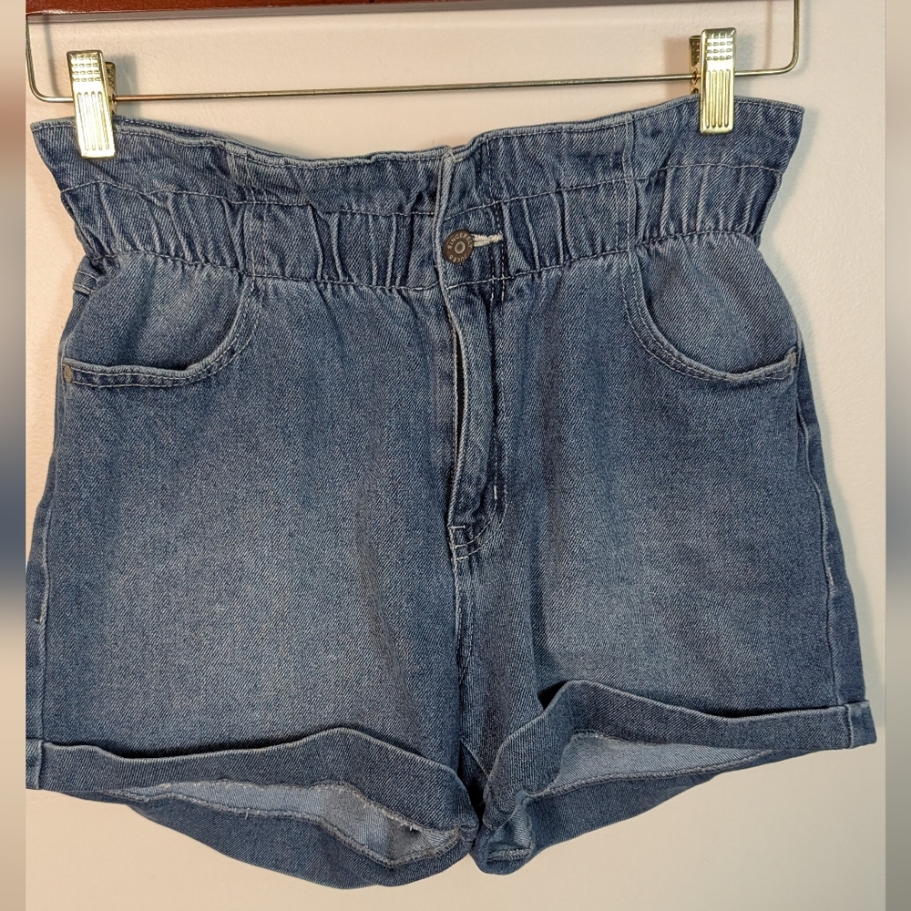 Sincerly Jules High Waisted Cuff Denim Blue Shorts - Picture 5 of 5